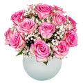 18 Pink Roses + Baby's Breath Fresh Flowers Bouquet with Vase | Arabella Bouquets | Flowers for Delivery Graduation, Birthday, Congratulations