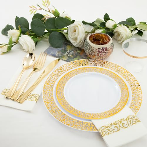 WELLIFE Silver Party Dinnerware Set for 50 Guests, Disposable A689948