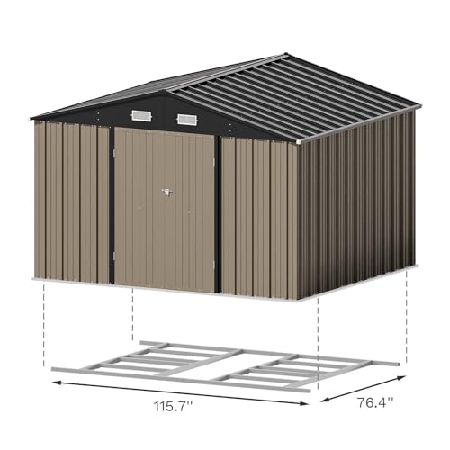 Patiowell 5x3 FT Outdoor Storage Shed with Sloping Roof and Lockable Door, Brown L4971