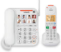 VTech SN5147 Amplified Corded/Cordless Senior Phone with Answering Machine, Call Blocking, 90dB Extra-loud Visual Ringer, One-touch Audio Assist on Handset up to 50dB, White