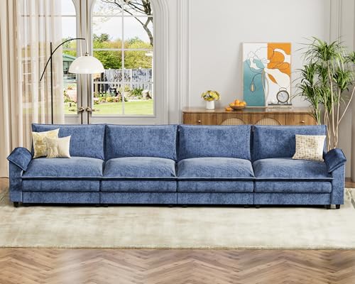 Homall 119" Modular Sectional Sofa with Reversible Ottoman, Light Grey V97154