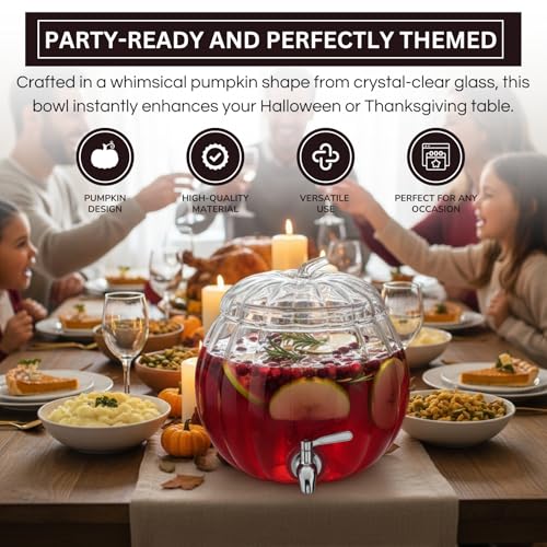 Glass Pumpkin Drink Dispenser 2 Gallon with Spigot R932362