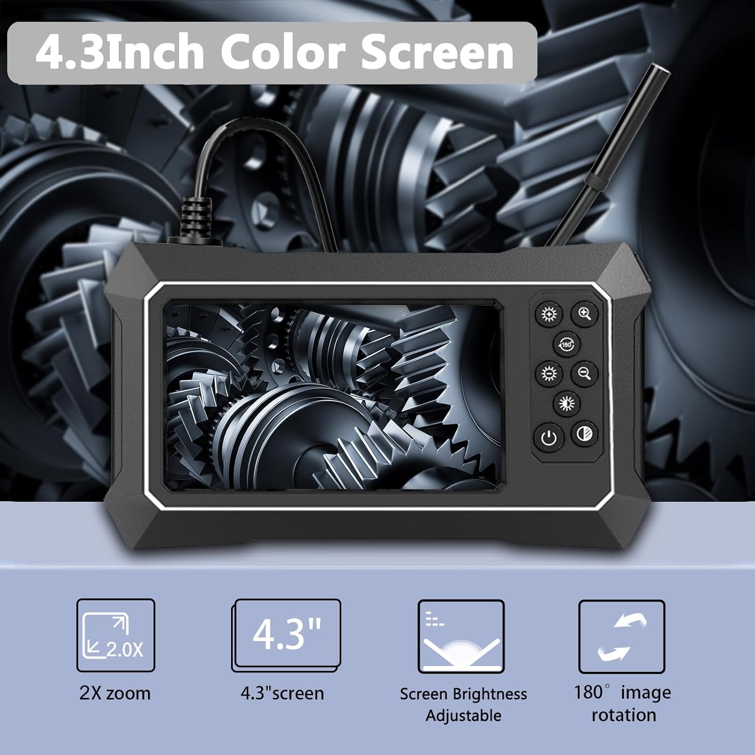 Industrial Endoscope Camera 1080P with 4.3" IPS Screen, IP67 Waterproof, 16.4FT N402