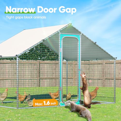 Quictent Large Metal Chicken Coop Run with Roosting Perch for 20+ Poultry, Outdoor Walk-in Hen House, 12x9x6.6FT N28773