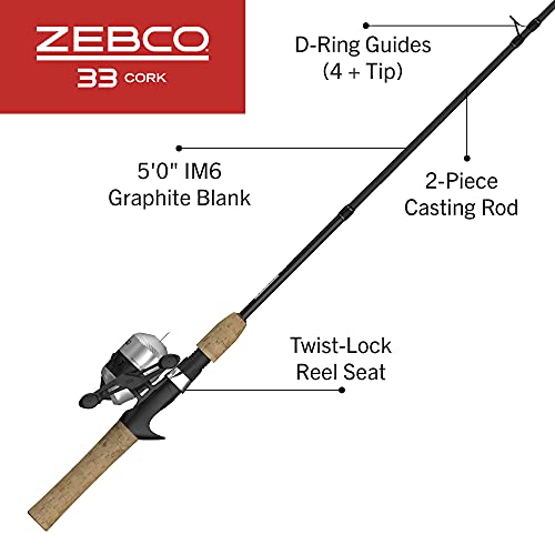 Zebco 33 Cork Reel and Fishing Rod Combo, Graphite Rod, Black Y275