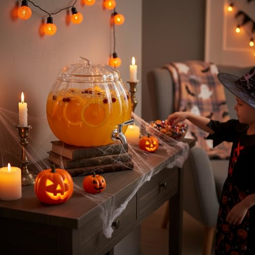 Glass Pumpkin Drink Dispenser 2 Gallon with Spigot R932362