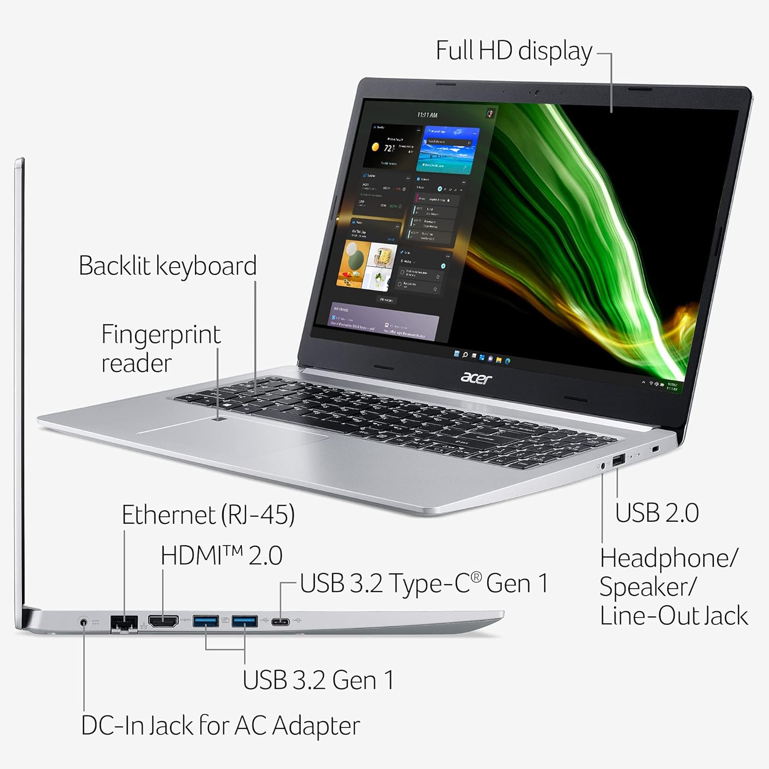 Acer Aspire 5 A515-46-R3CZ Slim Laptop, 15.6" Full HD, Ryzen 7, 8GB RAM, 256GB SSD, Windows 11 A7570