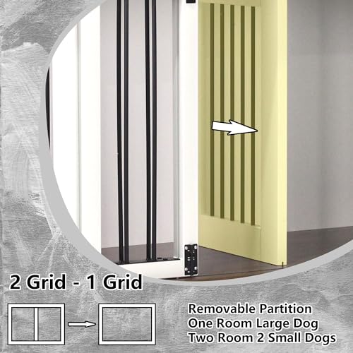 Dog Crate Furniture with Divider, Double Doors, White Y29932