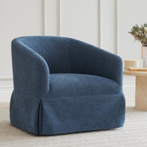 Swivel Accent Chair Set of 2, 360 Degree Linen Fabric Armchair, Cream White Q4822