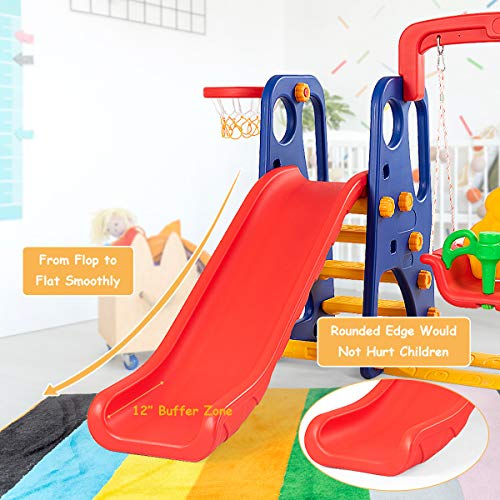 Costzon Toddler 3-in-1 Climber Playset with Basketball Hoop M76322
