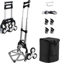 Capacity Folding Hand Truck 4 Universal Wheels & 2 Elastic Ropes,Aluminum Stair Climbing Cart with Telescoping Handle and Rubber Wheels for Moving,Shopping,Travel,Office Use