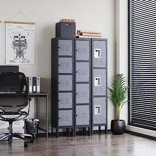 Letaya Metal Lockers 5 Doors 66" Tall Steel Storage Cabinet Gray G40479