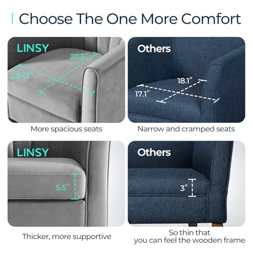 LINSY Accent Chair with Ottoman, Velvet, Olive Green C653