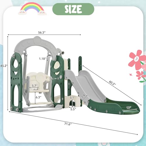Toddler Slide with Swing Playset, Indoor Outdoor Climbing Toys for Ages 1-3 P1291