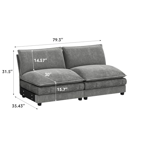 Homall 119" Modular Sectional Sofa with Reversible Ottoman, Light Grey V97154