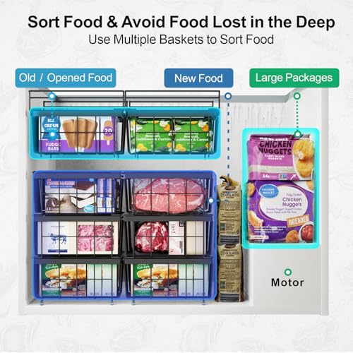 iSPECLE Freezer Organizer Bins 2 Pack, Expandable Stackable for Chest Freezer, Black R10570