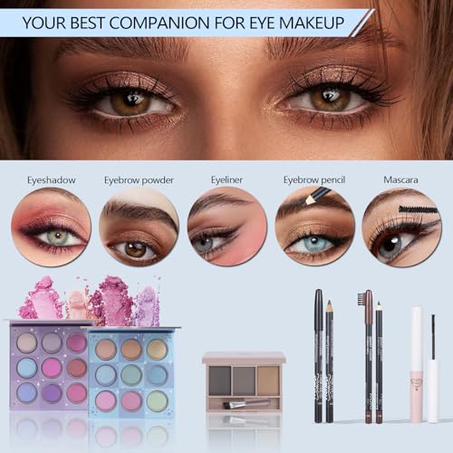 Makeup Gift Set for Women with Eyeshadow, Brushes & Lip Gloss X93393