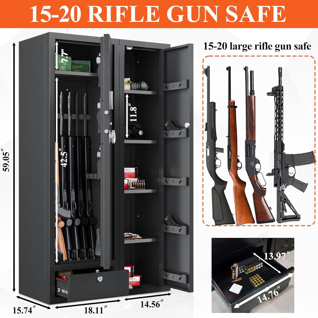 Gun Safe with Drawer for Rifles and Pistols (1500AB-GUN SAFE) U75967