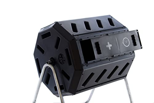 FCMP Outdoor IM4000 Dual Chamber Tumbling Composter, 37 Gallon, Black W19586