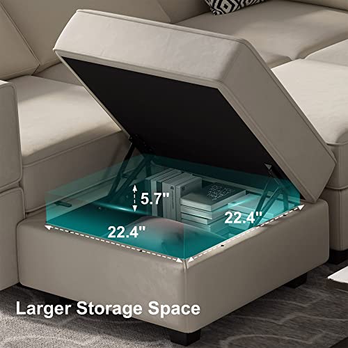 Belffin Oversized Modular Sectional Sofa with Double Chaises and Storage F17277
