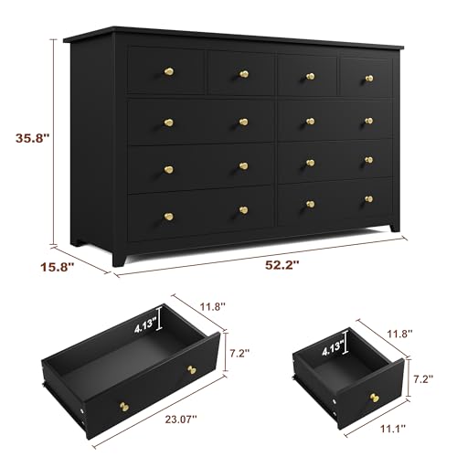 EnHomee 10 Drawer Dresser for Bedroom, White J90474