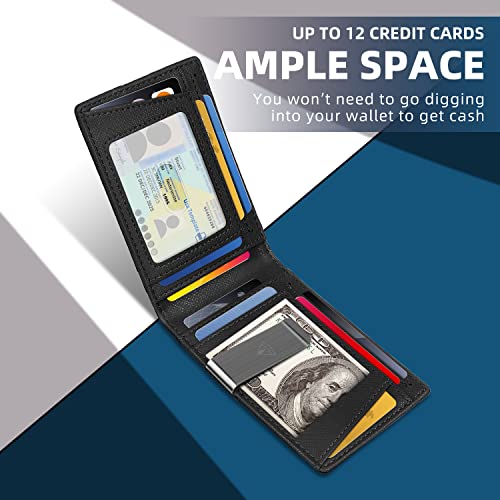 Slim RFID Blocking Bifold Wallet for Men with Money Clip J963027