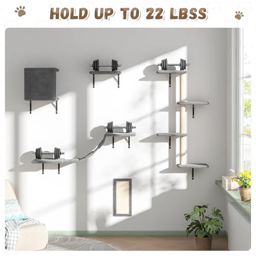 COZIWOW Wall Mounted Cat Shelves and Perches, Set of 5 (Grey) Y44261
