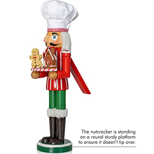 Ornativity Christmas Chef Nutcracker Figure Wooden with Gingerbread Man 15" S627575