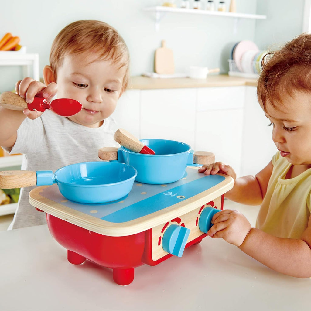 Hape Toddler Wooden 6 Piece Kitchen Set with Toy Stove H7320