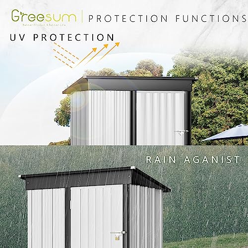 Greesum Outdoor Storage Shed 6 x 8 ft Metal Garden Utility Tool Shed with Lock, Brown U409