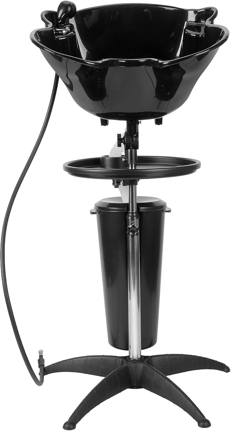 Dyna-Living Portable Shampoo Bowl Salon Deep Shampoo Basin Sink for Washing Hair with Adjustable Height, Includes Drain Hose and Bucket, Barber and Stylist Hair Washing Station
