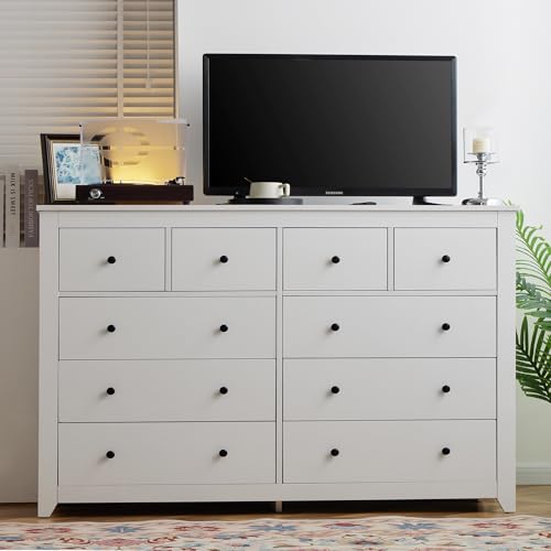 EnHomee 10 Drawer Dresser for Bedroom, White J90474