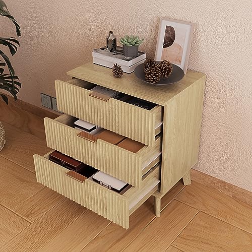 Fluted 5 Drawers Dresser for Bedroom, Wooden Tall Storage, Walnut L1075