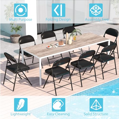 Folding Chairs with Padded Cushion and Back, 4 Pack, Black Q60523