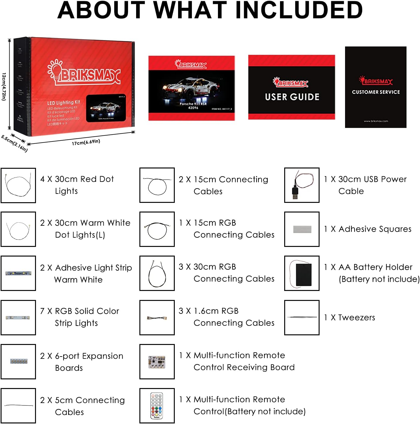 BRIKSMAX LED Lighting Kit for Technic Porsche 911 RSR, Remote-Control Version B127528