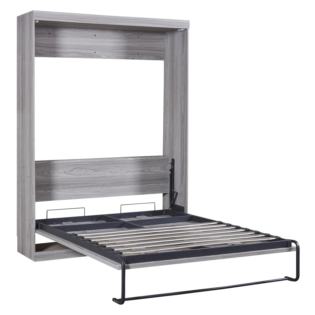 Euroco Pine Wood Full Size Murphy Bed Wall Cabinet Gray L132213