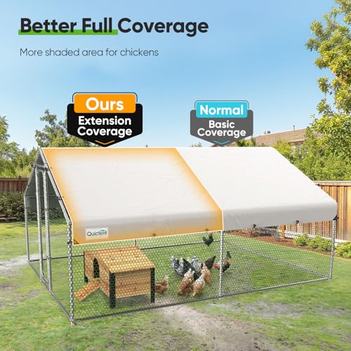 Quictent Large Metal Chicken Coop Run with Roosting Perch for 20+ Poultry, Outdoor Walk-in Hen House, 12x9x6.6FT N28773
