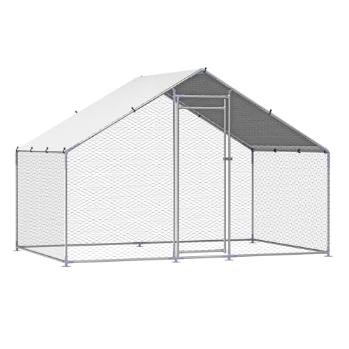 VEVOR Large Metal Chicken Coop with Run, Walk-in Outdoor Poultry Pen W388