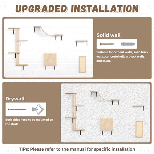 COZIWOW Wall Mounted Cat Shelves and Perches, Set of 5 (Grey) Y44261