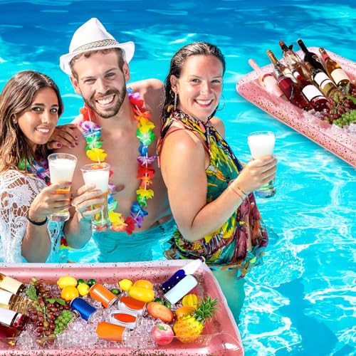 Poen 4 Pcs Inflatable Serving Bar Food Cooler Buffet with Glittering Confetti G395