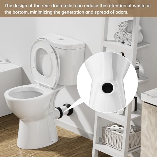 SUPERFLO Rear Outlet Toilet 19 Inch Tall with Tank, Includes Extension Pipe J4298