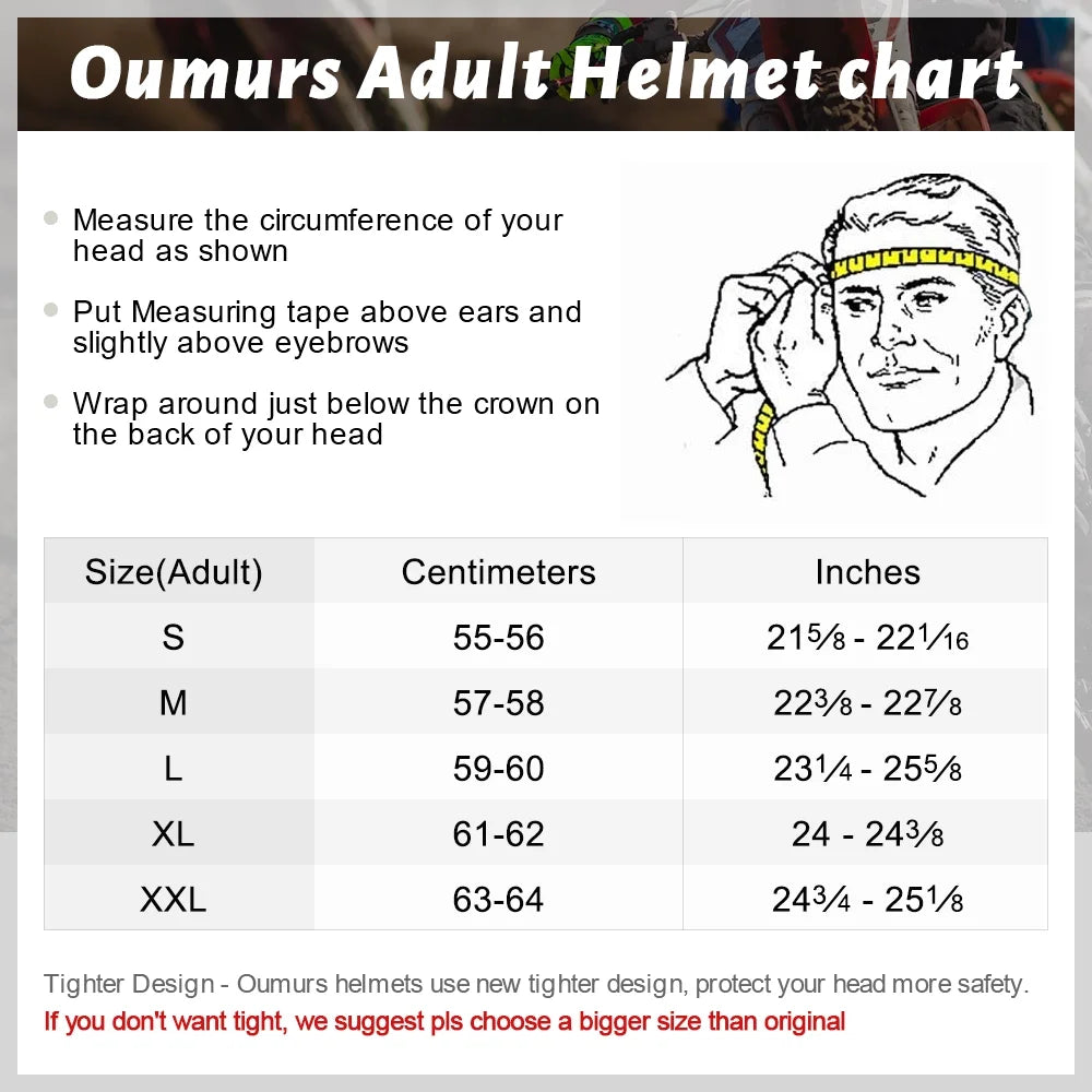 Oumurs DOT Motocross Motorcycle Helmet Open Face Unisex Adult Black G236205