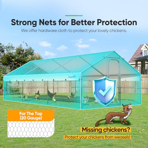 Quictent Large Metal Chicken Coop Run with Roosting Perch for 20+ Poultry, Outdoor Walk-in Hen House, 12x9x6.6FT N28773