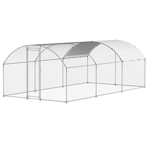 VEVOR Large Metal Chicken Coop with Run, Walk-in Outdoor Poultry Pen W388