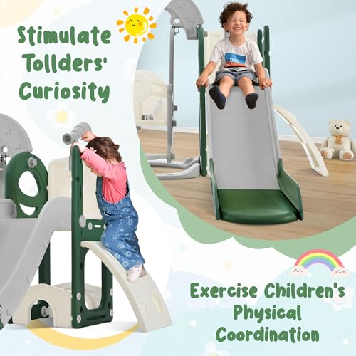 Toddler Slide with Swing Playset, Indoor Outdoor Climbing Toys for Ages 1-3 P1291