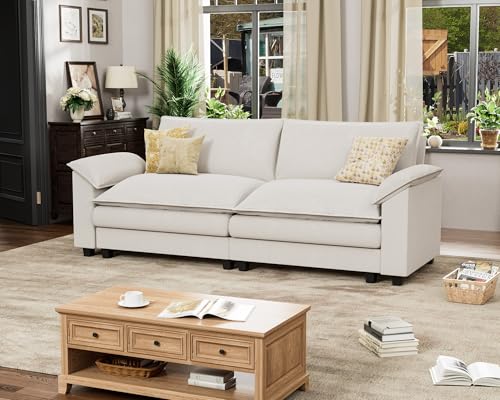 Homall 119" Modular Sectional Sofa with Reversible Ottoman, Light Grey V97154