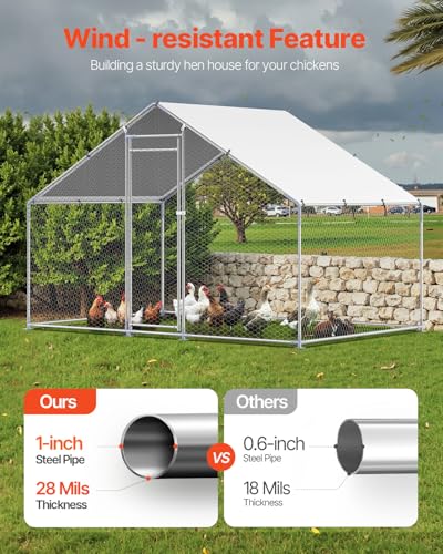 VEVOR Large Metal Chicken Coop with Run, Walk-in Outdoor Poultry Pen W388