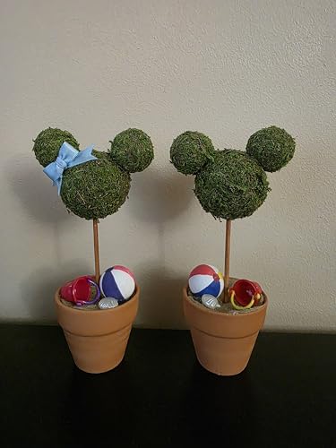Minnie & Mickey Seasonal Topiary Set, 6 inch, Fall Decor N920