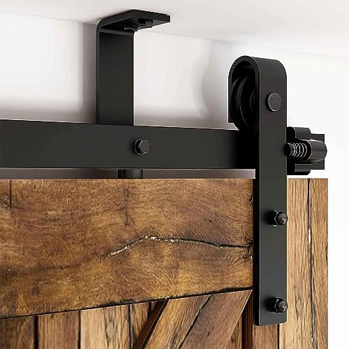 14FT Ceiling Mount Sliding Barn Door Hardware Kit for 42" Double Wood Door Q734445