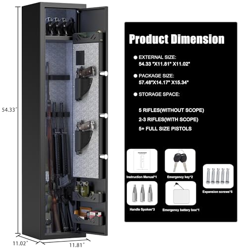 Fireproof Long Gun Safe with Digital Touch Screen Keypad C34774